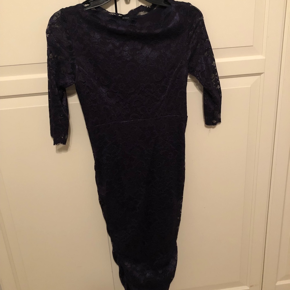 Destination Maternity Navy Lace Midi Dress